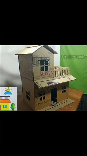 DIY Mini House Model. Small Cardboard House Art Project #craft #cardboard #smallhouseart7