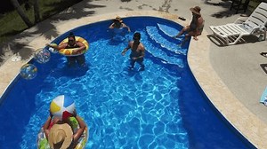 Aerial Shot Family Playing Swimming Pool Stock Footage Video (100% Royalty-free) 1103263419 | Shutterstock