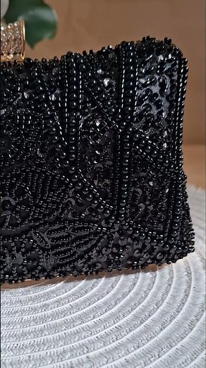 Elegant Black Beaded Evening Clutch Bag✨Captivating and Classy🖤#eveningbag #weddingbags #blackbag