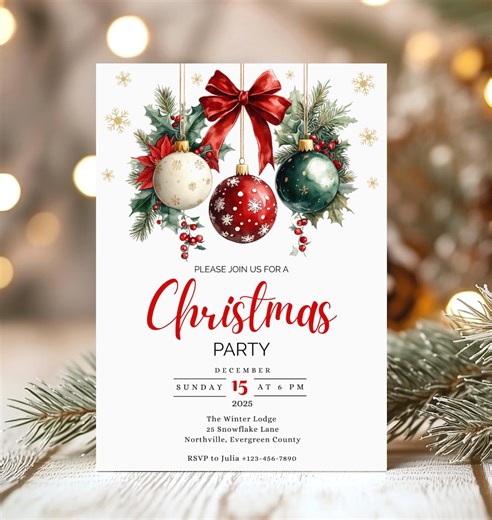 Christmas Party Invitation, Retro Christmas Dinner Invite, Editable Xmas Invitation Template, Vintage Holiday Party Card - Etsy Australia