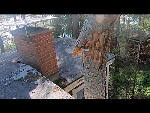 Dangerous Tree Climbing Removal. Vaarallista puunkaatoa saaressa. Akujelppi veneilee ja kiipeilee.