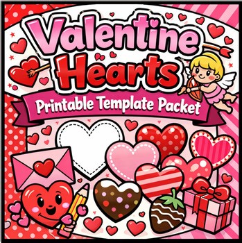 Feburary Door Decor Craft Valentine Heart Template Pages 1st grade writing