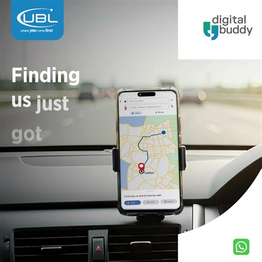 Finding a UBL branch just became the easiest thing on your to-do list! Get instant directions right in your pocket with the UBL Digital Buddy on WhatsApp. Banking convenience is a "Hi" away! WhatsApp us at 021-111-825-888 or click here to get started: https://wa.link/0ddlri More info: https://www.ubldigital.com/UBL-Digital/UBL-Digital-Buddy Grow faster with UBL. Follow us on LinkedIn for regular job updates: https://pk.linkedin.com/company/united-bank-limited Follow us for the latest instant upd
