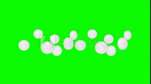 3d silver coin spinning in the air green screen and overlay animation, Coins movement rotating in place on chroma key