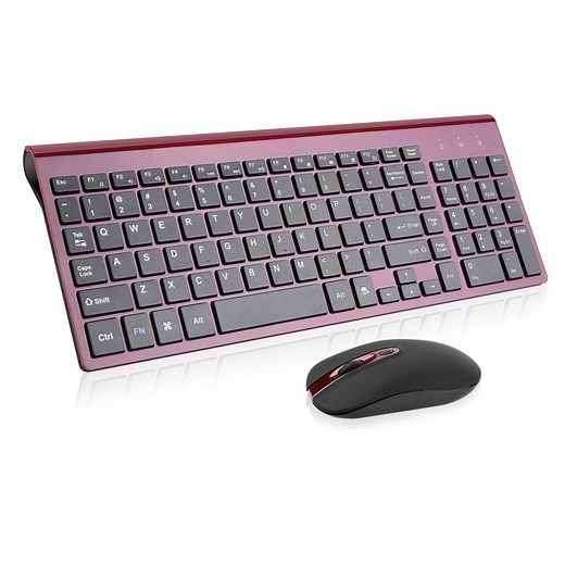 Wireless Keyboard Mouse Combo, Cimetech Compact Full Size Wireless Keyboard and Mouse Set 2.4G USB Ultra-Thin Sleek Design for PC/Laptop/Windows(Wine Red) - Walmart.com