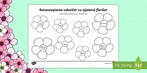 Flori de primăvară: Recunoasterea culorilor - Pagină de colorat