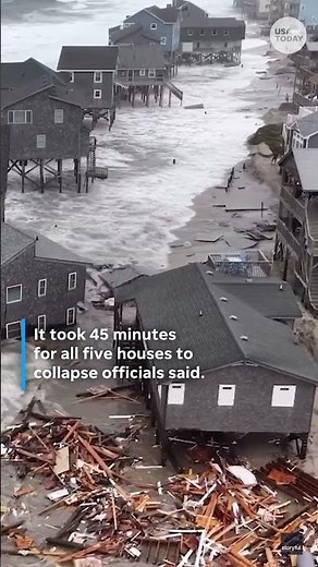 Drone footage shows Outer Banks coastline homes crumbles as hurricanes churns nearby #Shorts