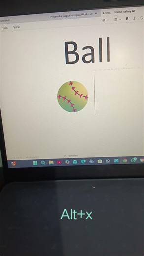 Ball🥎#computer ka notepad mein Ball banane ka# short cut tarika #shorts