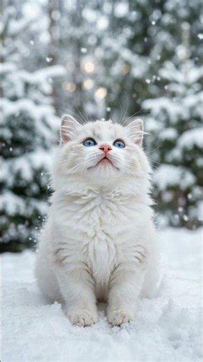 This Tiny Ragdoll Kitten In Snow With Ice Blue Eyes Is Pure Magic ❄️💙 #kitten #cats