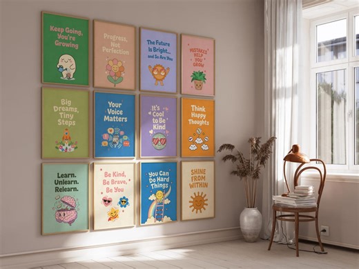 Retro Classroom Printable Set - Growth Mindset & SEL Posters for Kids - Etsy