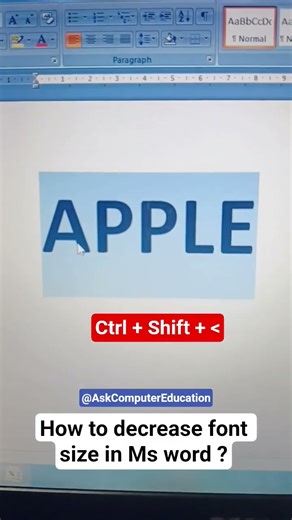 decrease font size in Ms word. #shortcutkeys #education #mswordtricks #mswordtips .