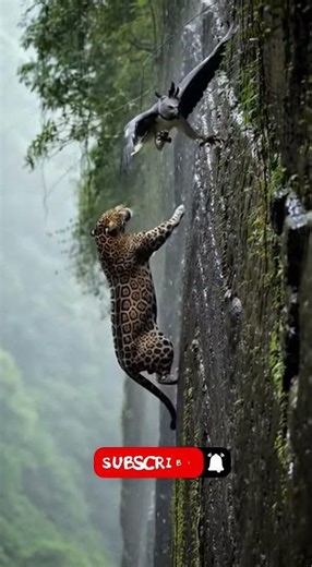 Leopard Climbs a Vertical Cliff as an Eagle Attacks Caught on Camera #viral #shorts #wildlife