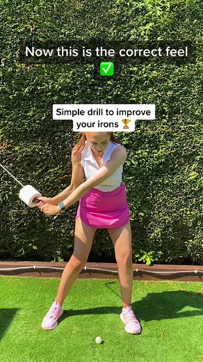 A simple drill to improve your irons 🏆✅⛳️ #golf #golftiktok #golftok #golftips #drivingrange #foryoupage #fyp #fypシ #f