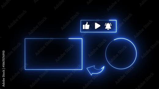 Neon end screen. Subscribe button and outro end screen outro card for gaming and video channel subscribe my channel. HD Video motion graphic a