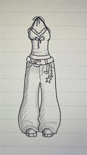 how to draw clothes! Y2K style #y2k #2000s #outfit #drawingtutorial #foryoupage app Skribly