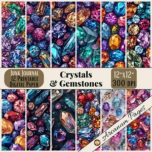12 Printable Background Papers for Art Journals | Digital Download PDF | Junk Journals Pages | “crystals & Gemstones” - Etsy Australia