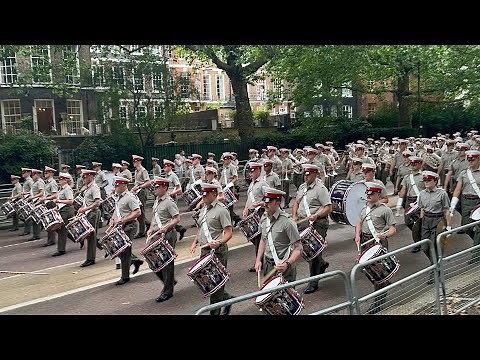 The Massed Bands of HM Royal Marines Beating Retreat Rehearsal 2024