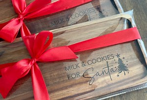 Engraved Acacia Wood Santa Tray: Christmas Eve Milk and Cookies - Etsy
