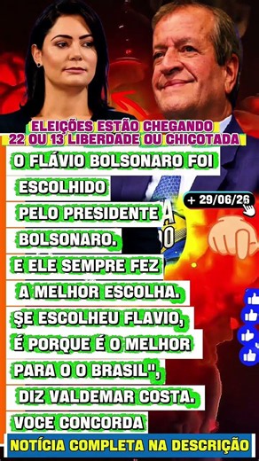 🔴 URGENTE! Valdemar Costa defende escolha de Flávio Bolsonaro