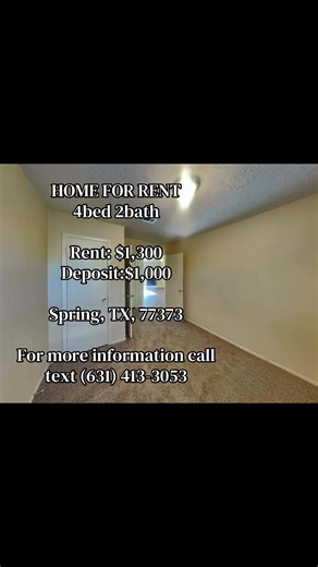 🔥 DON’T SCROLL — THIS DEAL WON’T LAST! 🔥 🏡 4 BEDROOM • 2 BATH HOME FOR RENT 📍 4434 Algernon Dr, Spring 77373 ✨ If you’ve been waiting for the perfect mix of space, comfort, and affordability — this is it! This beautiful 4-bedroom, 2-bath home is ideal for families, roommates, or anyone ready to upgrade their living situation without breaking the bank. 💰 Rent: $1,300/month 🔐 Deposit: $1,000 🔥 Why you’ll love this home: ✔️ Spacious bedrooms with great natural light ✔️ Functional layout perf