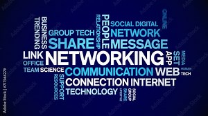 Networking animated tag word cloud;text design animation kinetic typography seamless loop.