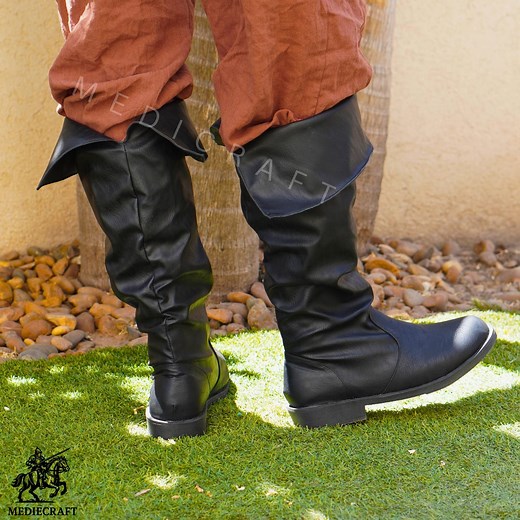 Renaissance Pirate LARP Boots – Medieval Viking Knight Boots for Cosplay, PU Leather Retro Warrior , Fantasy Roleplay Faire Costume Boots - Etsy