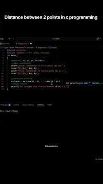 From formula to code✨Distance between 2 points made easy in C Programming 💡#cprogramming#suws#coding