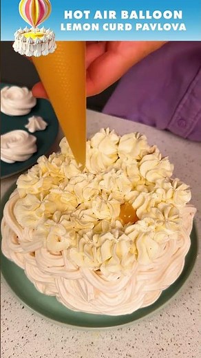 Hot Air Balloon Lemon Curd Pavlova 🎈🍋 #shorts