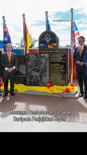 Sarawak Edition on Instagram: "Datuk Amar Dr Sim Kui Hian dan Dato Sri Abdul Karim Rahman Hamzah menyempurnakan perasmian Monumen Pembebasan Sarawak Daripada Penjajahan Jepun Semasa Perang Dunia Kedua bagi memperingati sejarah penyerahan tentera Jepun pada 11 September 1945. Monumen ini terletak di Pending Point, iaitu lokasi tentera Jepun menyerah secara rasmi pada 80 tahun lepas. #kuching #pending #worldwar2 #japaneseoccupation #sarawakedition"