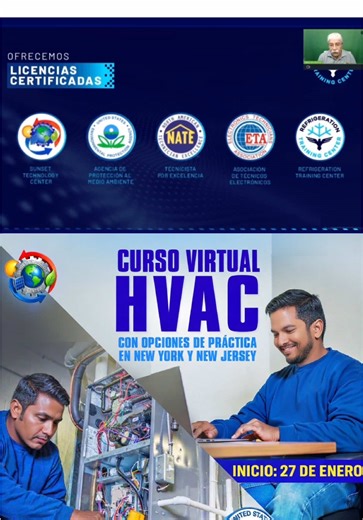 🚨 SIN EPA 608 NO PUEDES TRABAJAR EN HVAC EN EE.UU. 🚨 No es un “plus”. No es “opcional”. 👉 Es la ley federal. La certificación EPA 608 es obligatoria para manejar refrigerantes y trabajar legalmente como técnico HVAC 🇺🇸 Con EPA 608 puedes: ✅ Conseguir empleo más rápido ✅ Ganar mejor salario ✅ Evitar multas y problemas legales ✅ Crecer profesionalmente en HVAC 🎓 Curso HVAC 100% virtual 📍 Opción de prácticas en NY & NJ 📅 Inicio: 27 de enero 📲 Escríbenos hoy y asegura tu cupo #EPA608 #Curso