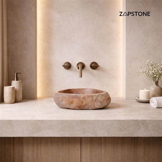 Red River Stone Vessel Sink 13.4” L × 10.2” W × 3.9” H | Handmade Natural Stone Basin | Over the Counter Sink | Rustic Modern Bathroom - Etsy