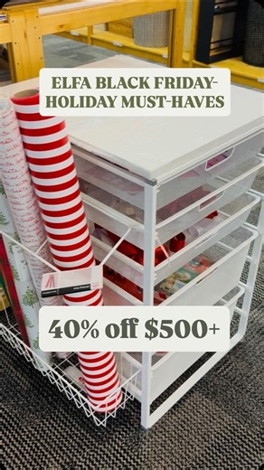 The Container Store on Instagram: "Ready to level up your space? 💙 Get 40% off* ALL ELFA when you spend $500 or more for a limited time during our Black Friday sale at #TheContainerStore. #elfa #blackfridaysale #blackfridaydeals #christmasshopping #holidayshopping"