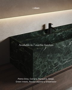 Scala reimagines the bathroom as a space of essential design, with Natural Stone taking centre stage. Its made-to-measure countertop and basin adapt perfectly to each project, blending elegance with functionality. Available in seven marble finishes and a range of basin configurations to suit different tap positions, Scala offers creative freedom with a sculptural soul. Now available. www.inbani.com | Inbani