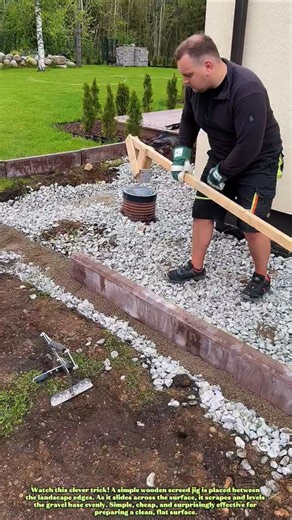 This Simple Wood Jig Levels Gravel Perfectly! #DIY #Landscaping #Tools