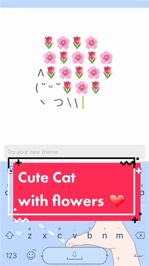 Cute Cat ASCII Art with Flowers