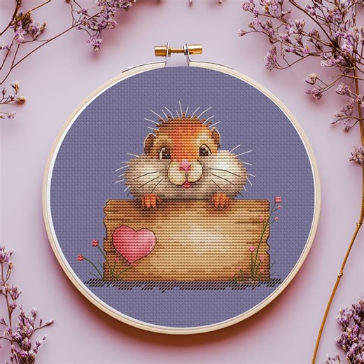 Hamster Valentine Cross Stitch Pattern With Heart. Love-themed Animal Design. Digital PDF, Instant Download. - Etsy