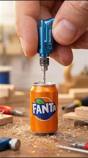 🍊 Mini Drill vs Fanta Can! Watch the Soda Explosion 💥 ASMR #shorts #fanta #soda #asmr #satisfying