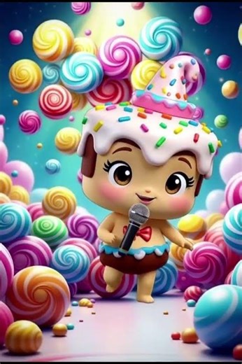 🍬 Sweetest Performance: Cute Cake Character Sings! 🎤#shorts #CakeSinger#CuteCharacter#SweetestShort