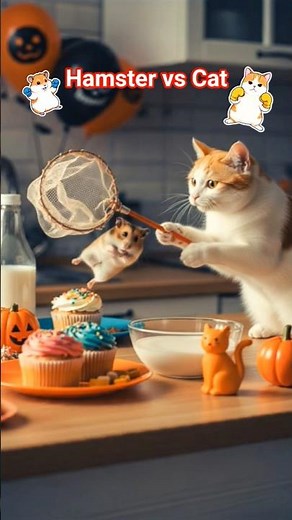 Funny cat fighting Hamster 😸 🐹 可愛小貓大戰哈姆太郎 RuRu Music: Relaxing music & funny cats #hamster #funnycat
