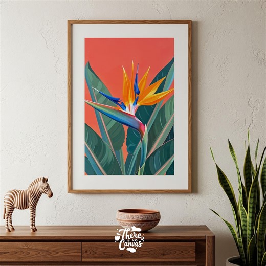 Bird of Paradise Botanical Print – Tropical Flower Wall Art – Strelitzia Illustration – Impasto‑inspired Painting Style – Digital Download - Etsy