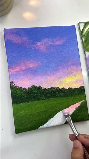 Easy Sunset painting /acrylic painting for beginners # painting