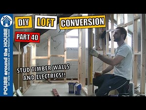 Loft conversion - part 40. Stud timber walls and more electrics. DIY loft conversion!