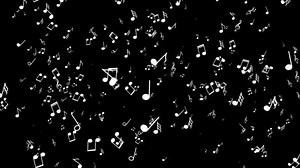 Motion the musical notes. Black background