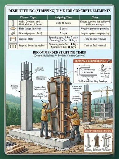 Deshutering Stipping time for Concrete Elements | Basic knowledge for Civil Engineering | #shorts