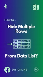 How to Hide Multiple Rows From Data List Which Contain Blank Cell in Excel? 🧑‍💻 #excel #exceltips #spreadsheets #DataEntry #accounting | SUS ONLINE