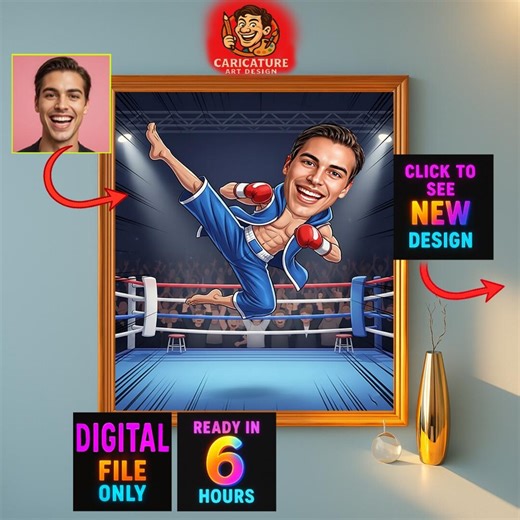 Personalized Boxer Cartoon Portrait, Custom Boxer Caricature Drawing From Photo, Funny Boxing Caricature, Gift for Boxer - Etsy