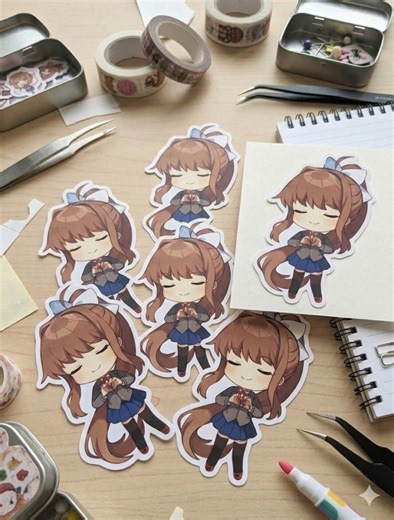 Monika DDLC Chibi Sticker, Proud Monika Doki Doki Literature Club Decal, Cute Anime Girl Vinyl Sticker, Kawaii Planner Decor, Just Monika - Etsy