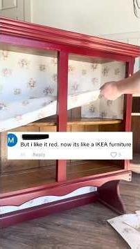 Did This Look Better In Red Paint? 💀 | Vintage Hutch Furniture Makeover #FurnitureFlip