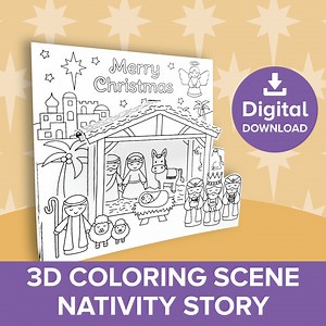 Christmas Nativity 3D Coloring Scene, Kids Colour & Build Freestanding Layered Picture, Jesus Story Craft, Stable Printable Artwork Activity - Etsy