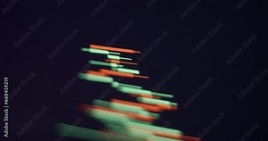 Trading candlestick pattern animation on screen close up, vertical